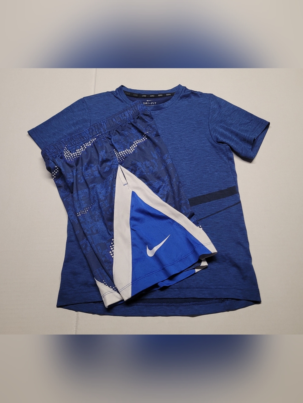 Nike Blue Dri-FIT Athletic Tee & Shorts Set - Blue/White